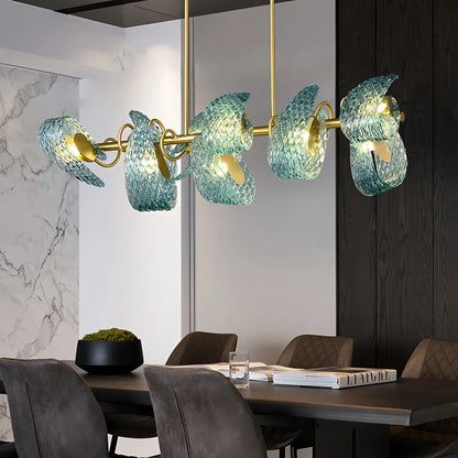 Peacock Blue Art Glass Chandelier