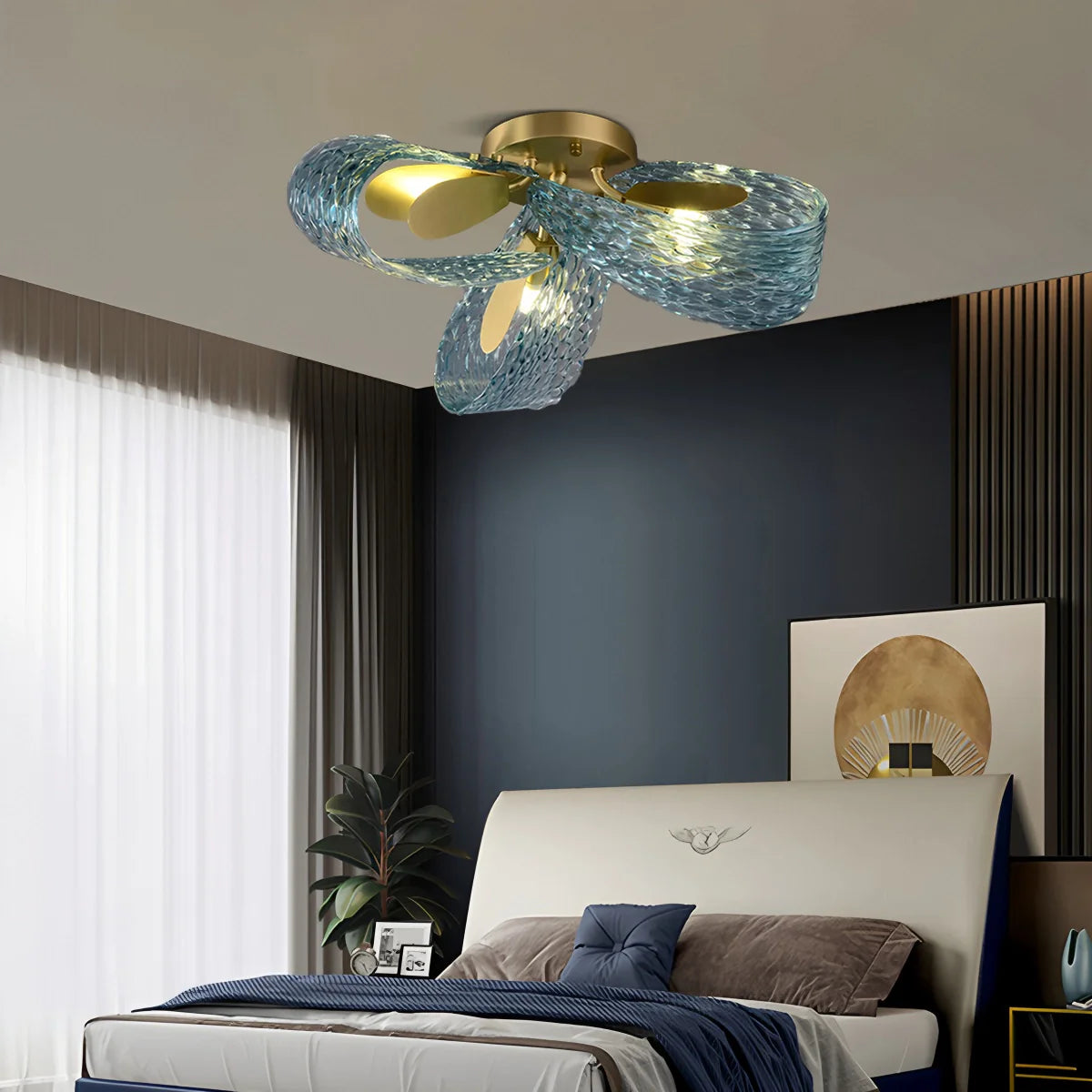 Peacock Blue Art Glass Chandelier