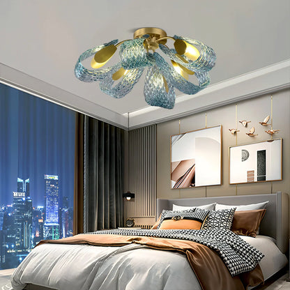 Peacock Blue Art Glass Chandelier