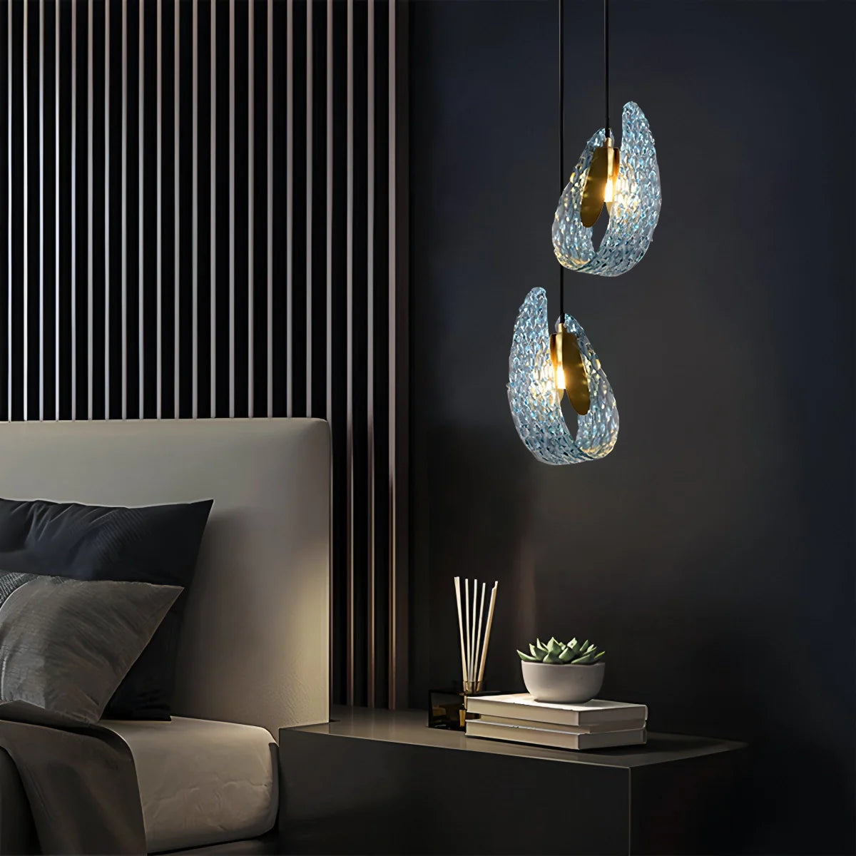 Peacock Blue Art Glass Chandelier