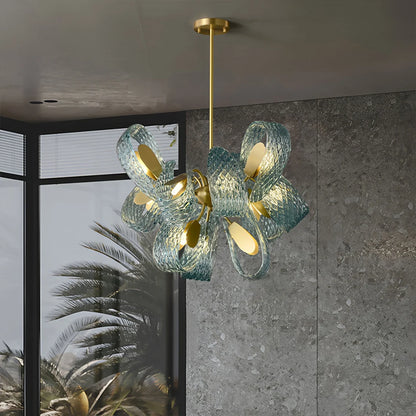 Peacock Blue Art Glass Chandelier