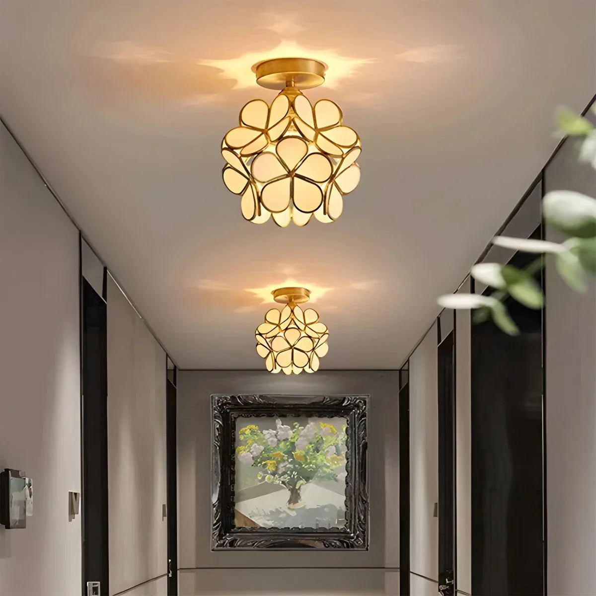 European Brass Glass L7 Ceiling Lamp
