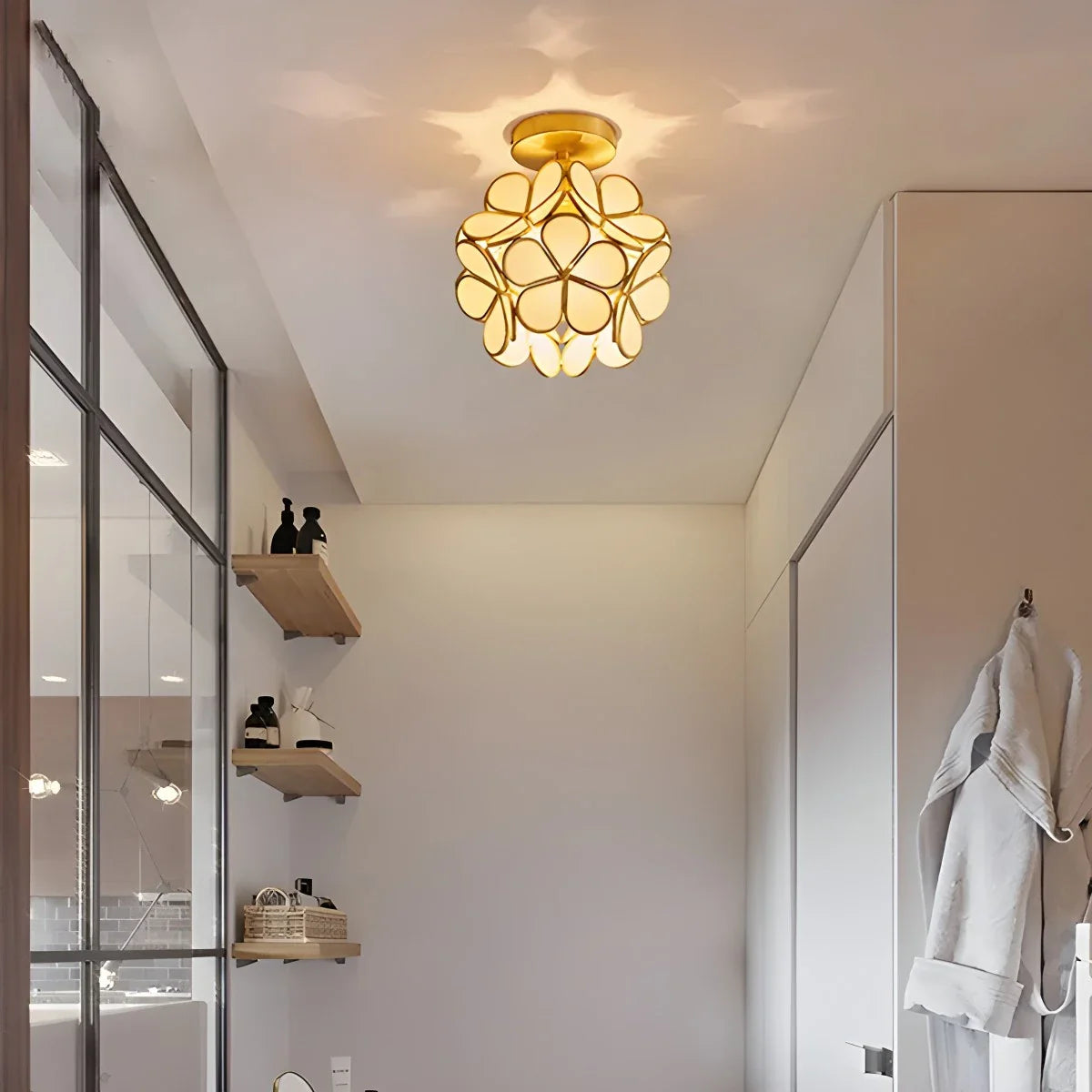 European Brass Glass L7 Ceiling Lamp