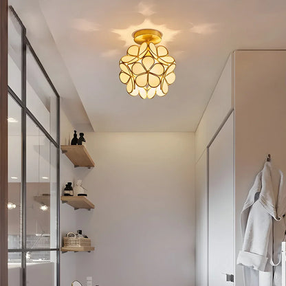 European Brass Glass L7 Ceiling Lamp