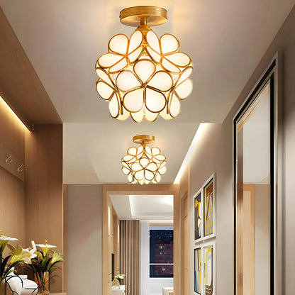 European Brass Glass L7 Ceiling Lamp