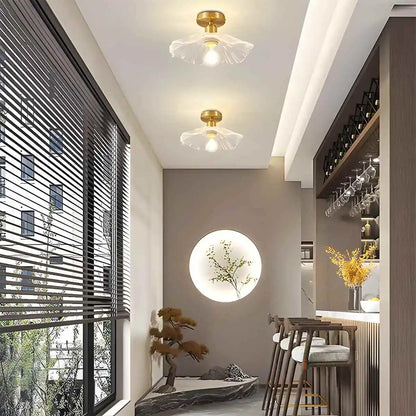 European Style Brass Glass Ceiling Lamp