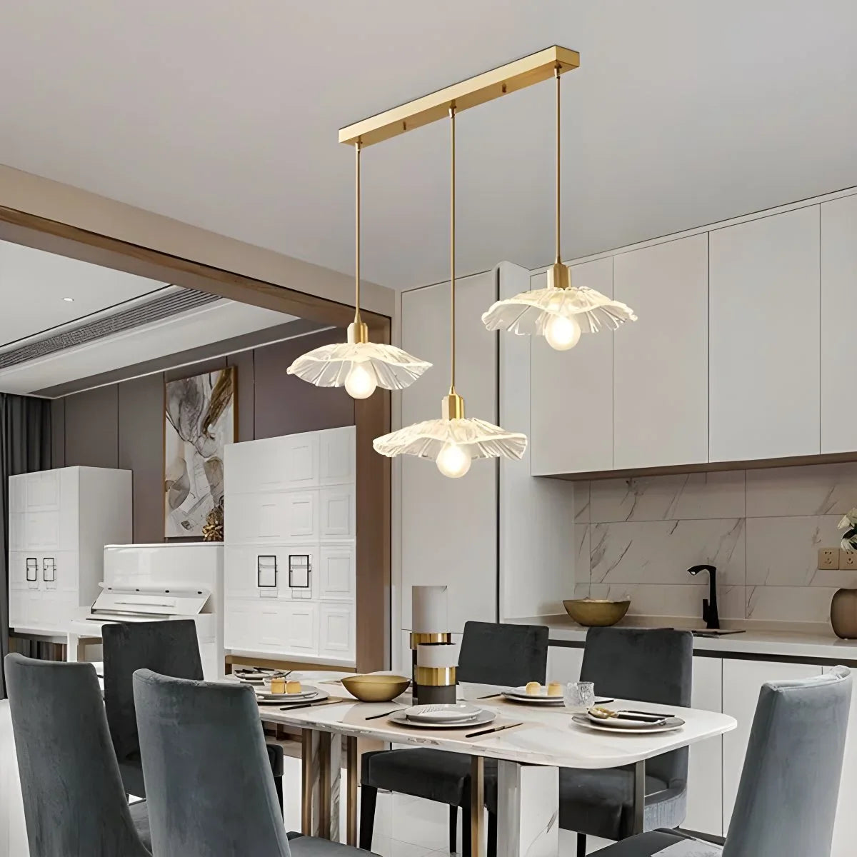 European Style Brass Glass Ceiling Lamp