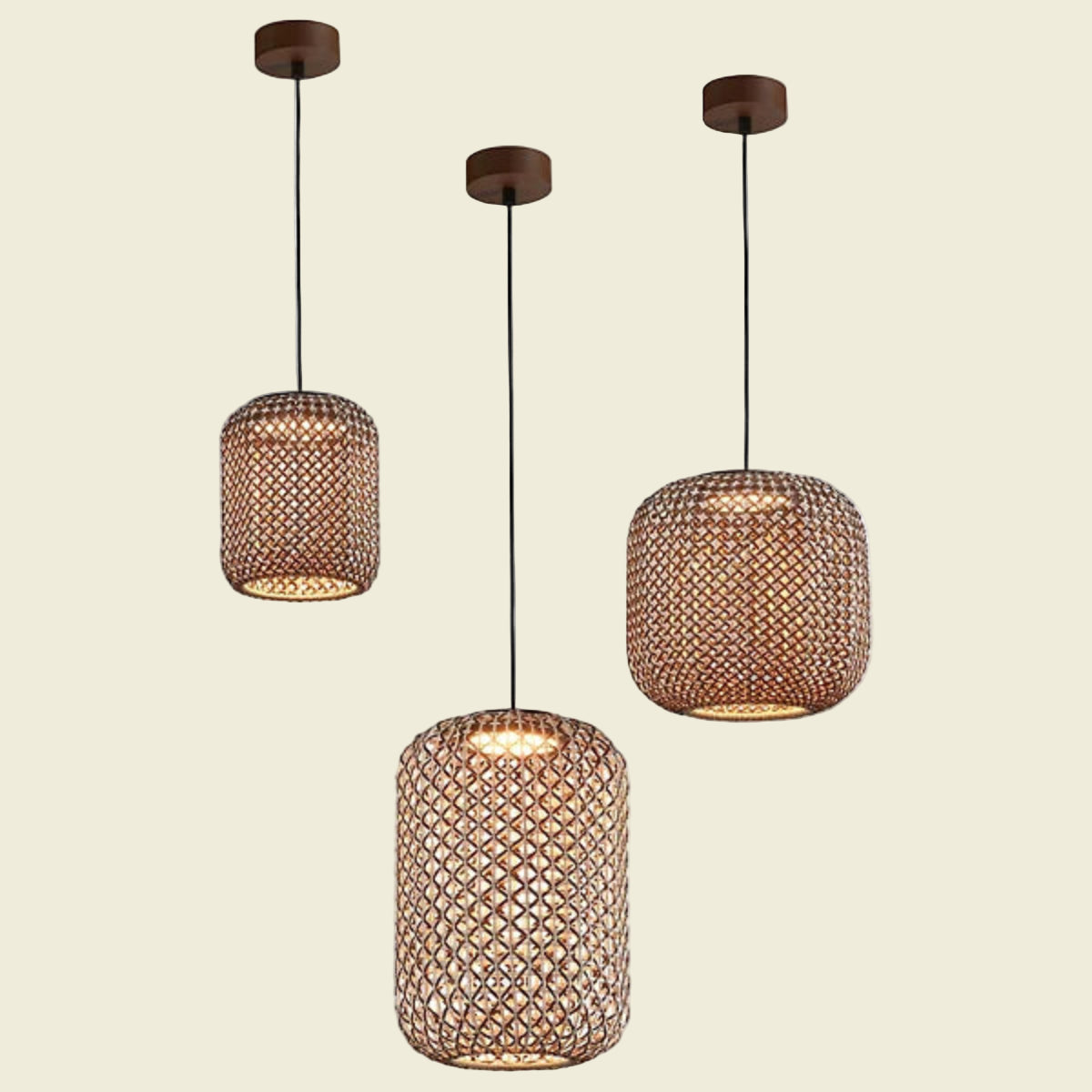 Handwoven Rattan Pendant Light – Hardwired & Adjustable
