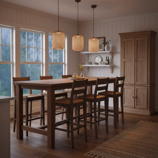 Handwoven Rattan Pendant Light – Hardwired & Adjustable