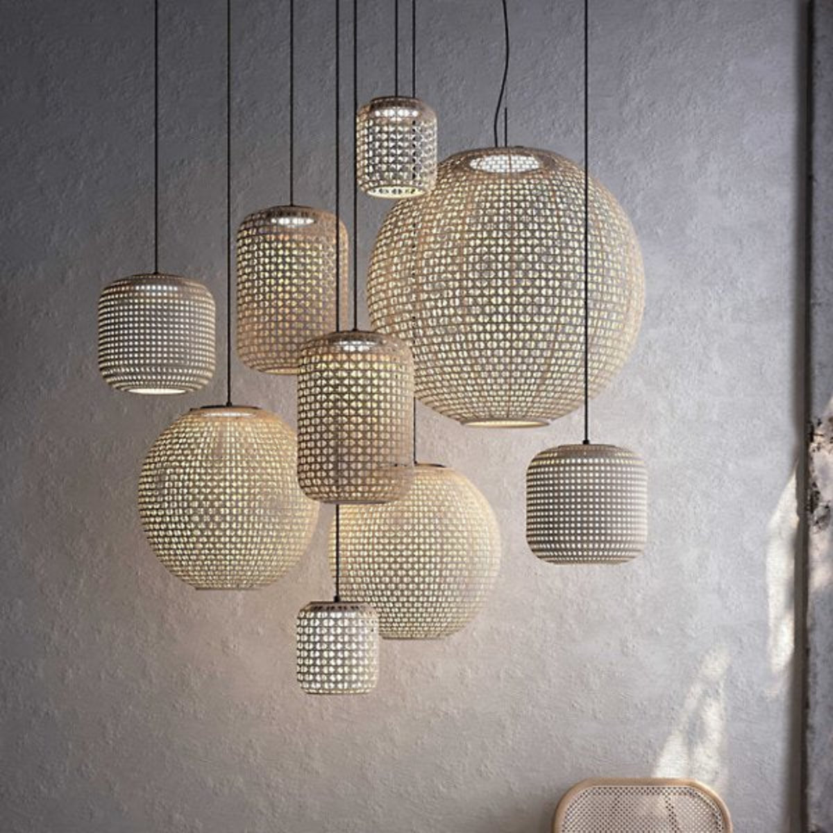 Handwoven Rattan Pendant Light – Hardwired & Adjustable