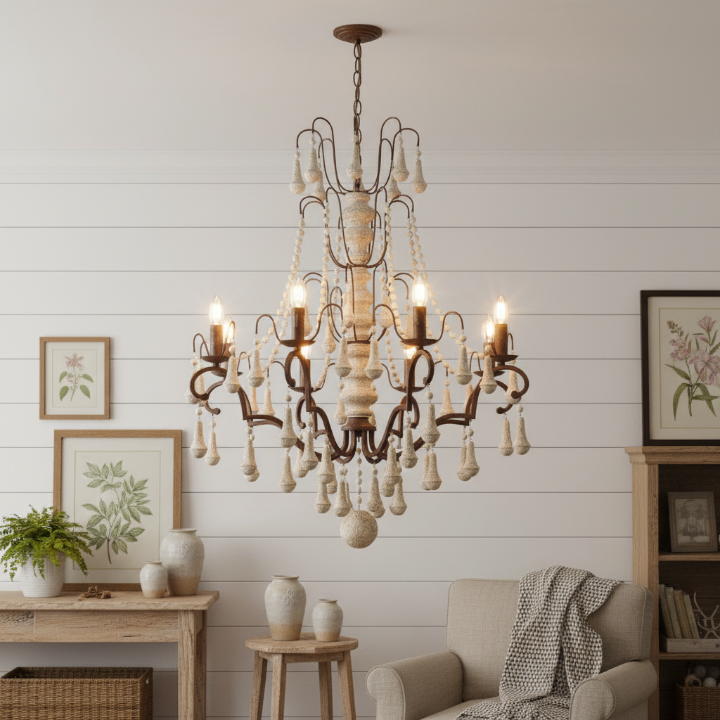 American Country Retro Wooden Chandelier