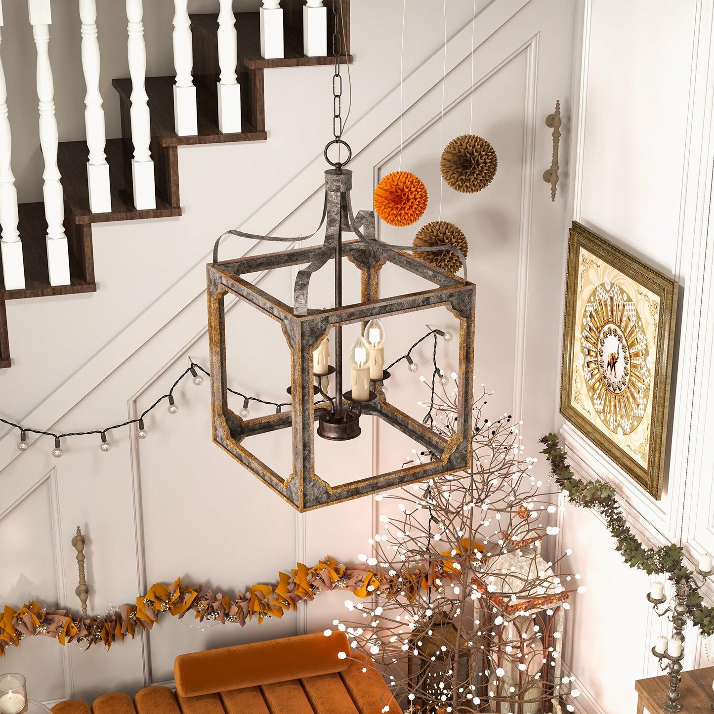 Classic Country Style Cube Chandelier