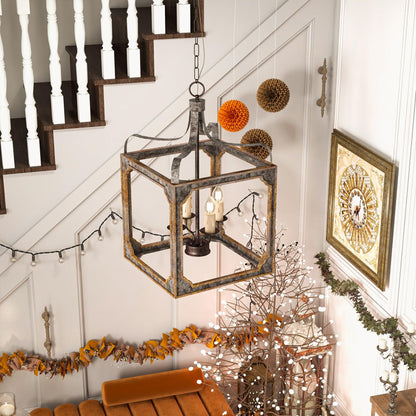 Classic Country Style Cube Chandelier