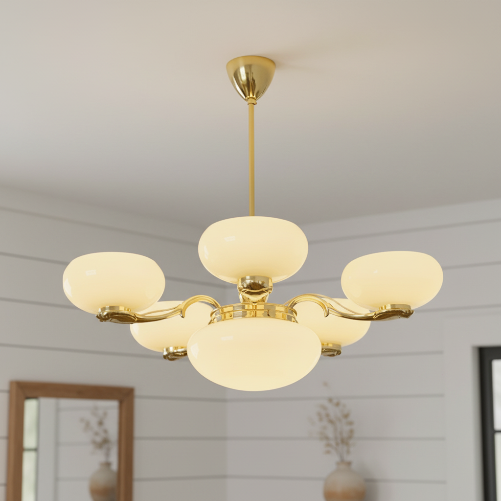 Vintage Brass Spherical Chandelier