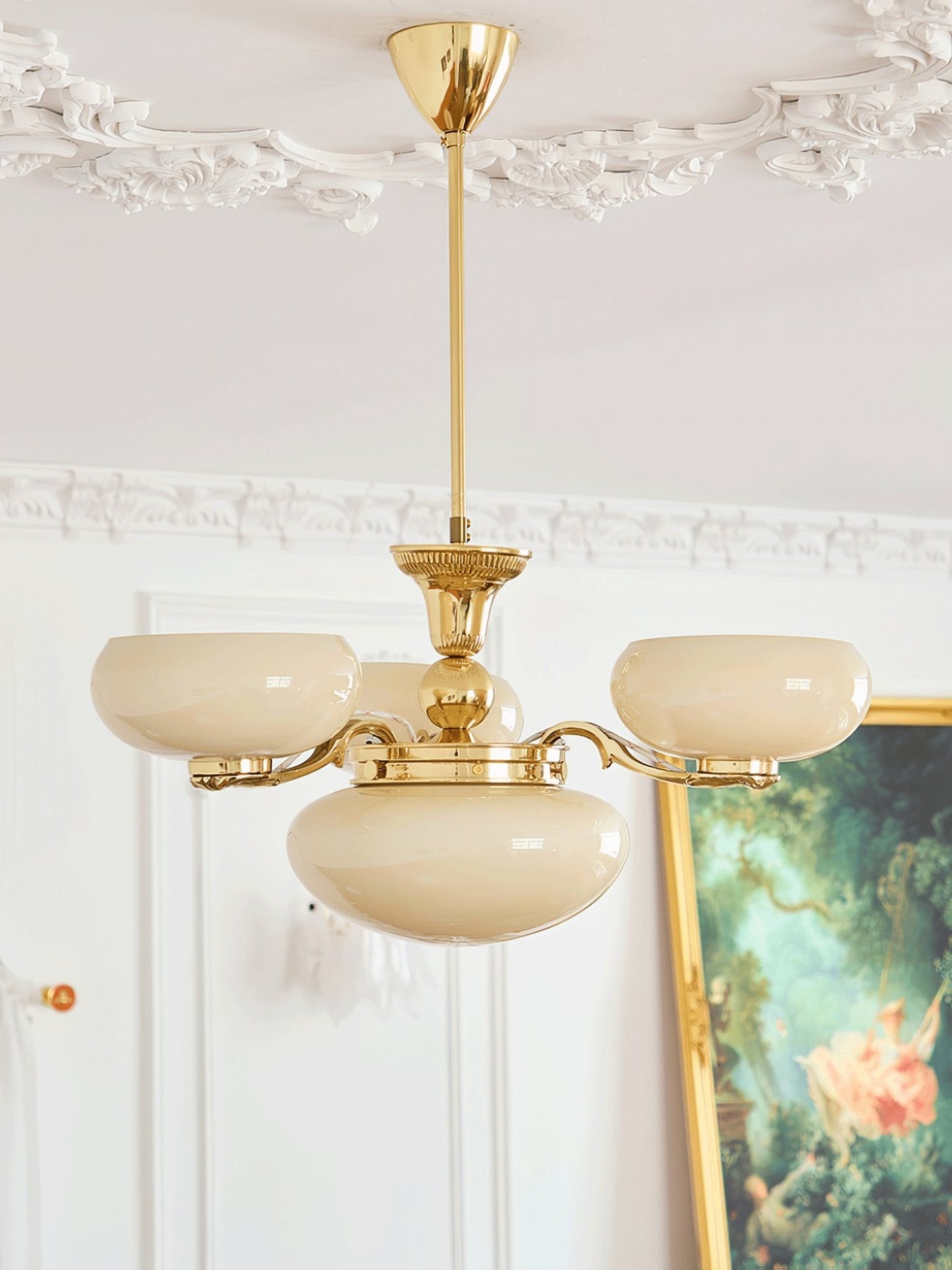 Vintage Brass Spherical Chandelier