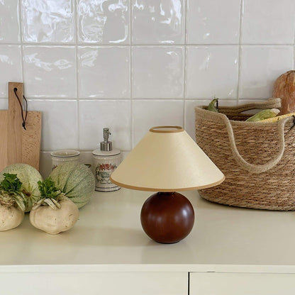 New Chinese Style Spherical Solid Wood Table Lamp