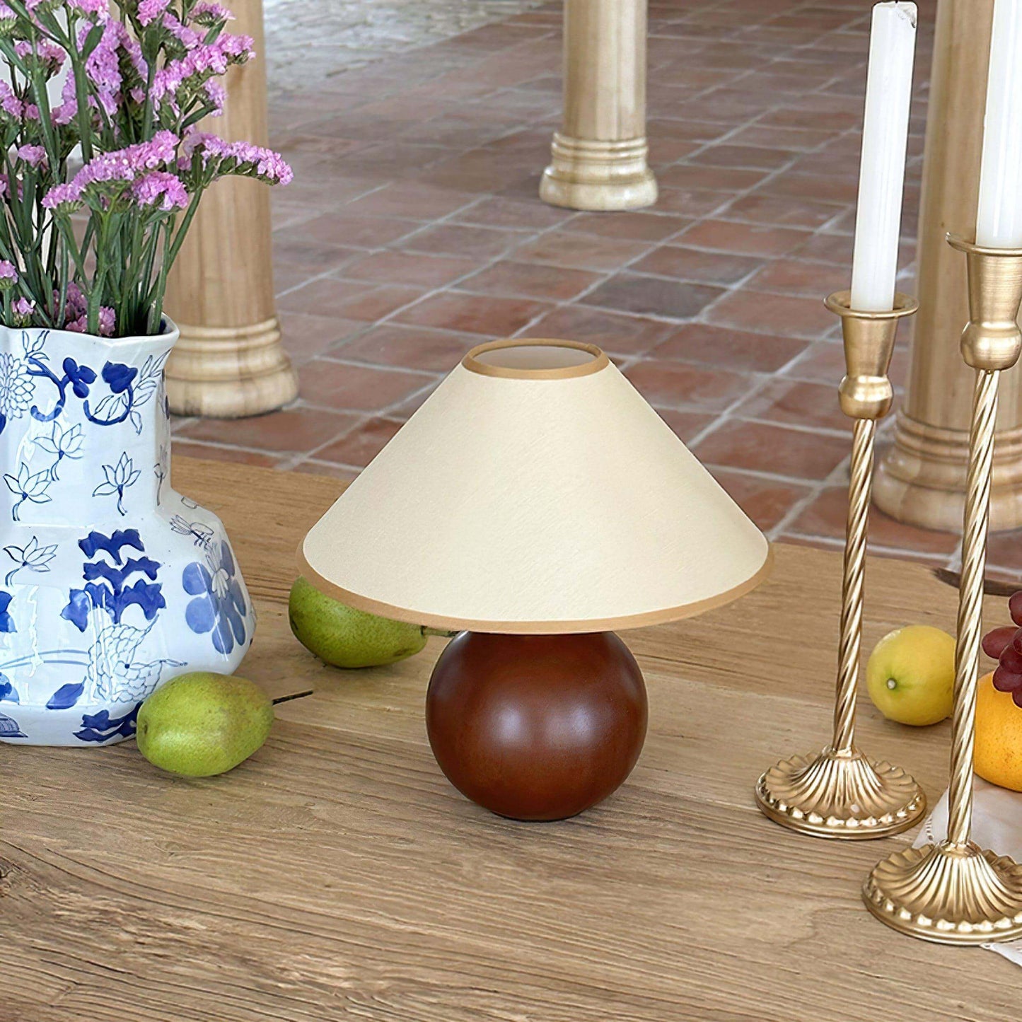 New Chinese Style Spherical Solid Wood Table Lamp