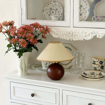 New Chinese Style Spherical Solid Wood Table Lamp