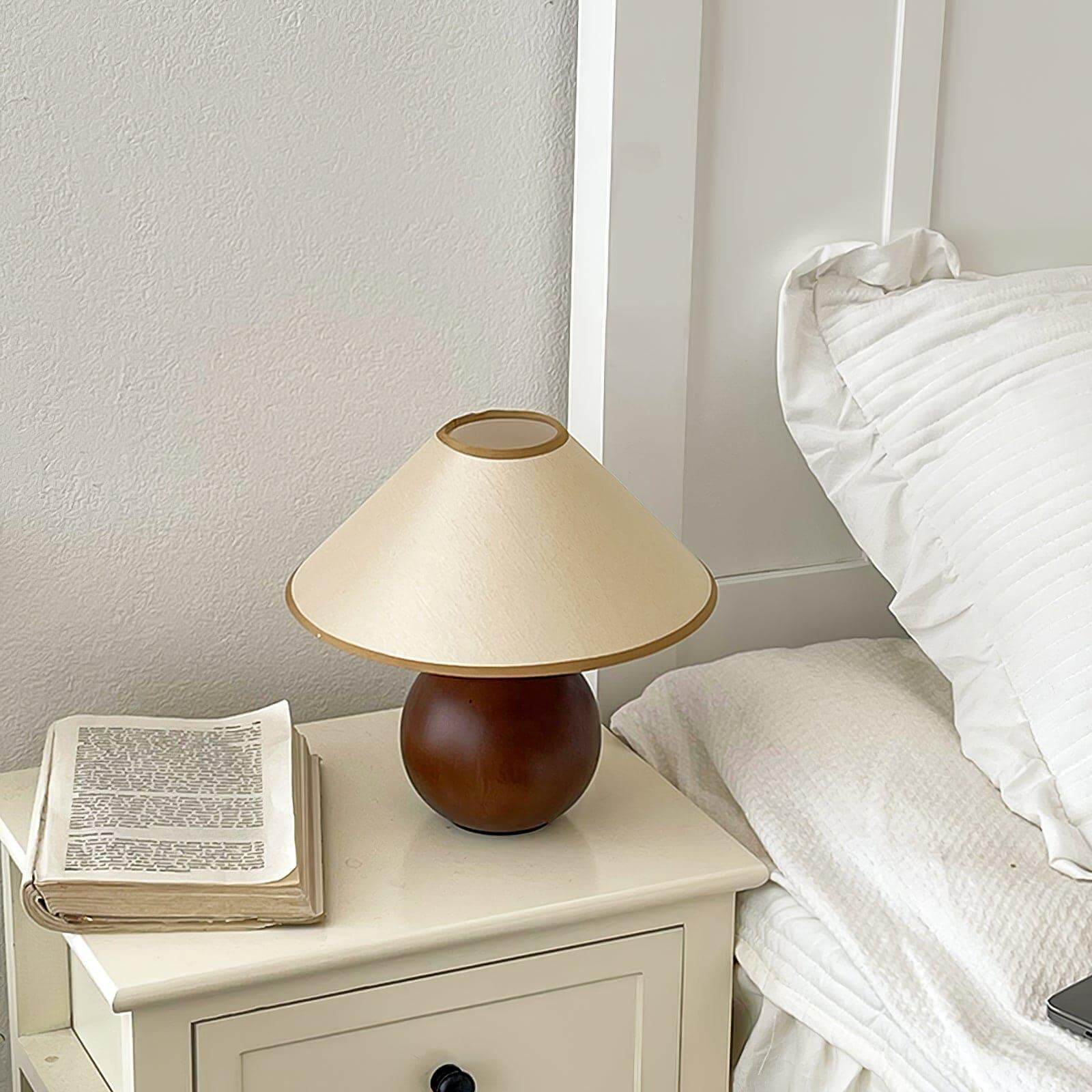 Morden Style Spherical Solid Wood Table Lamp