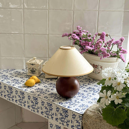 New Chinese Style Spherical Solid Wood Table Lamp