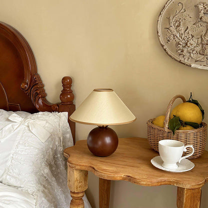 New Chinese Style Spherical Solid Wood Table Lamp