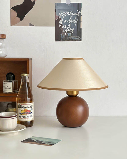 New Chinese Style Spherical Solid Wood Table Lamp