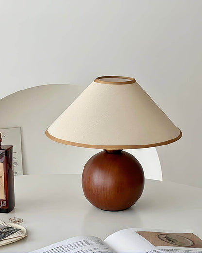 New Chinese Style Spherical Solid Wood Table Lamp