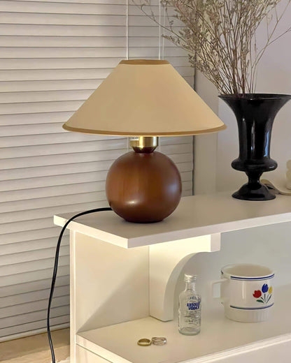 New Chinese Style Spherical Solid Wood Table Lamp