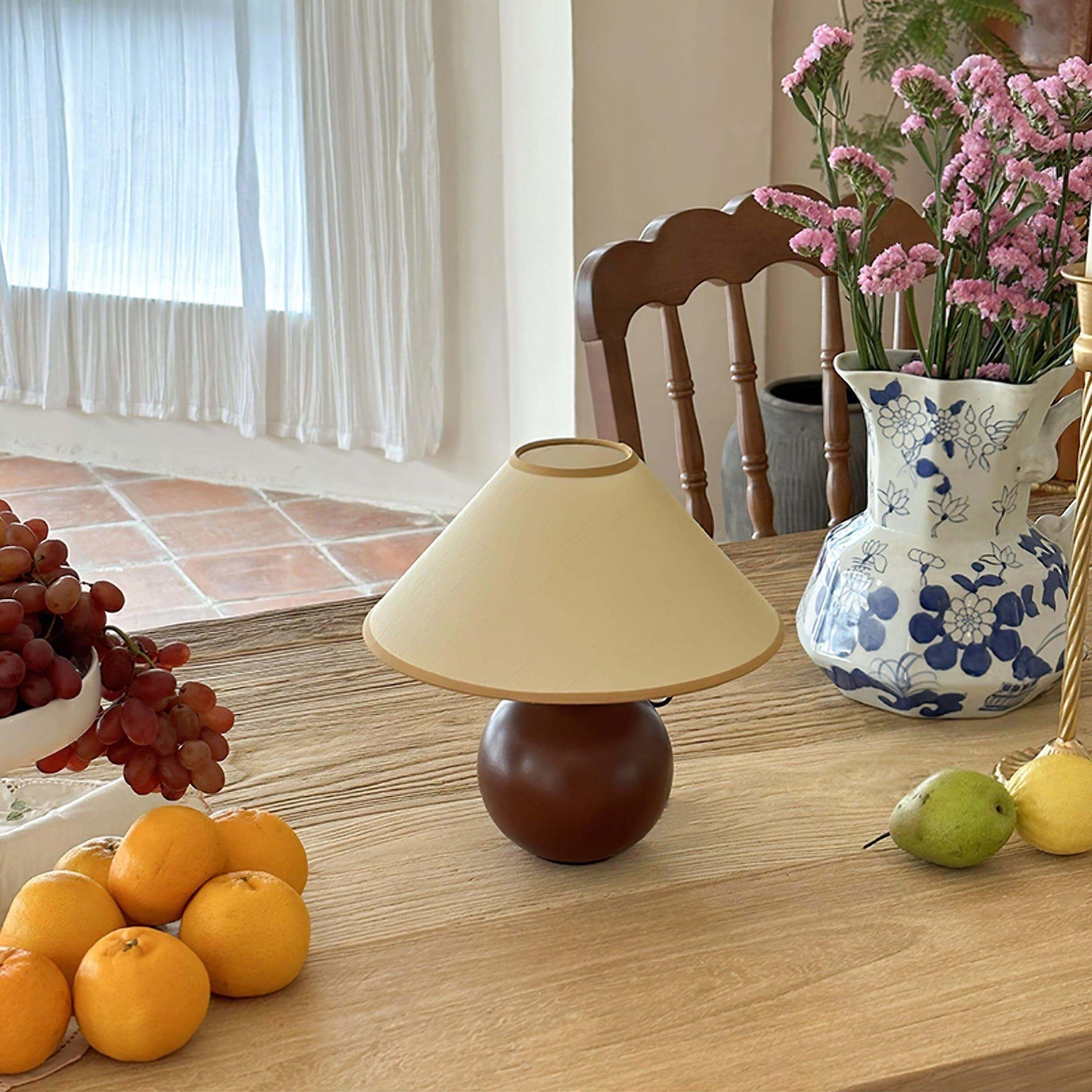 New Chinese Style Spherical Solid Wood Table Lamp