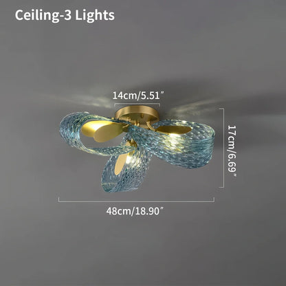 Peacock Blue Art Glass Chandelier