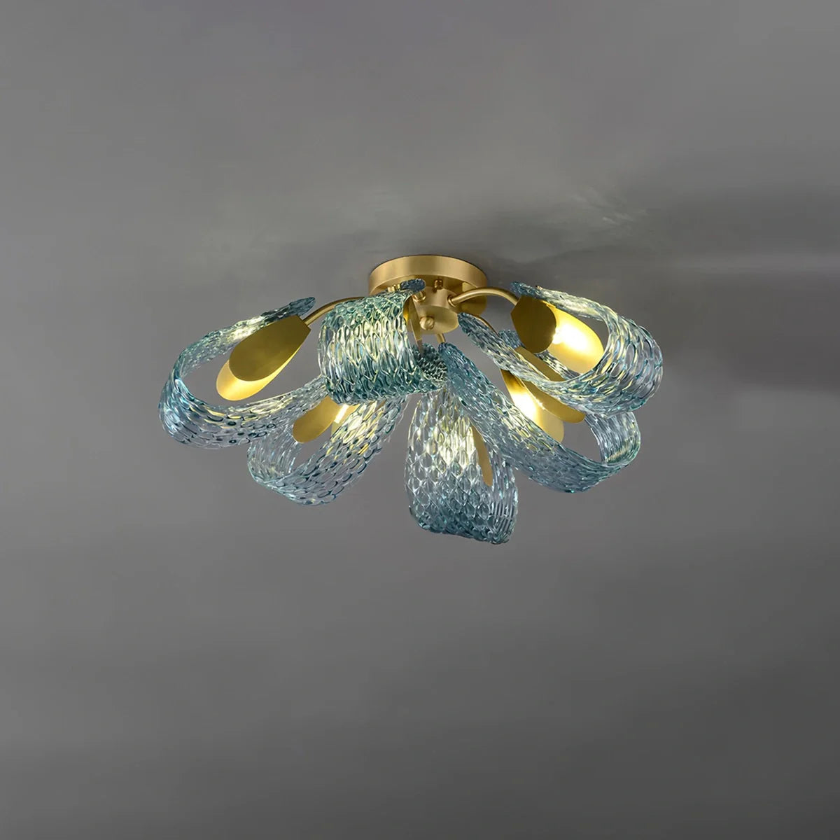 Peacock Blue Art Glass Chandelier