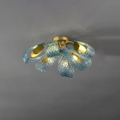 Peacock Blue Art Glass Chandelier