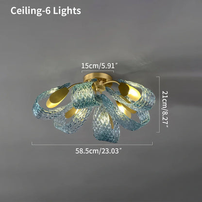 Peacock Blue Art Glass Chandelier