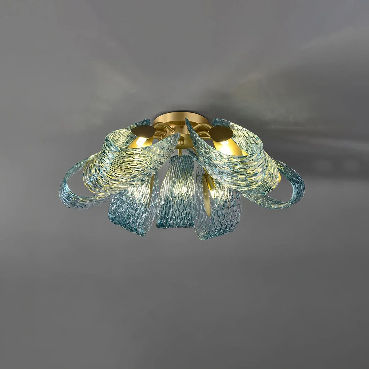 Peacock Blue Art Glass Chandelier