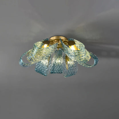 Peacock Blue Art Glass Chandelier