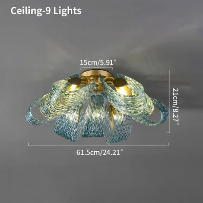 Peacock Blue Art Glass Chandelier