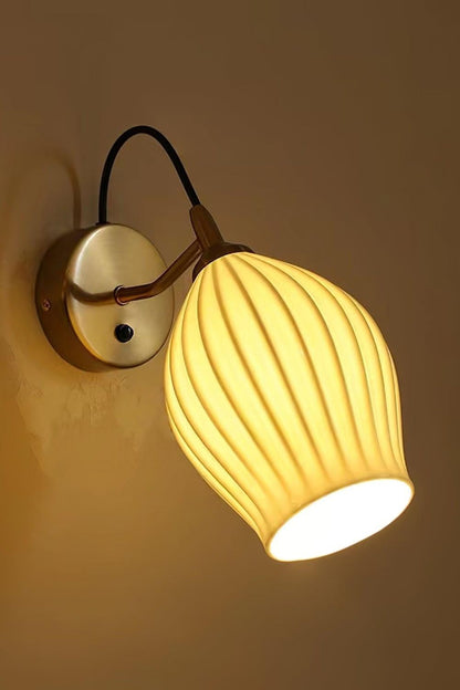 Ceramic Ribbed Bud Wall Light