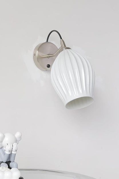 Ceramic Ribbed Bud Wall Light