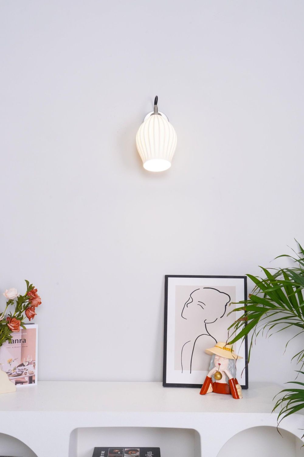 Ceramic Ribbed Bud Wall Light