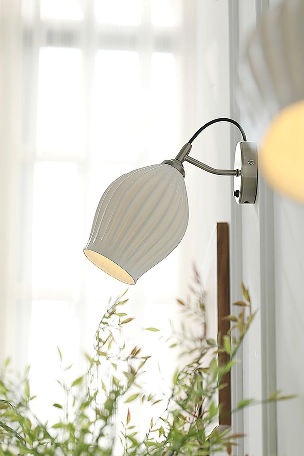 Ceramic Ribbed Bud Wall Light