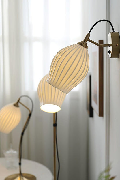 Ceramic Ribbed Bud Wall Light