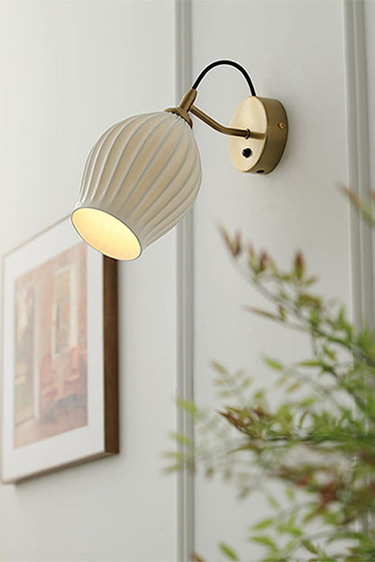 Ceramic Ribbed Bud Wall Light