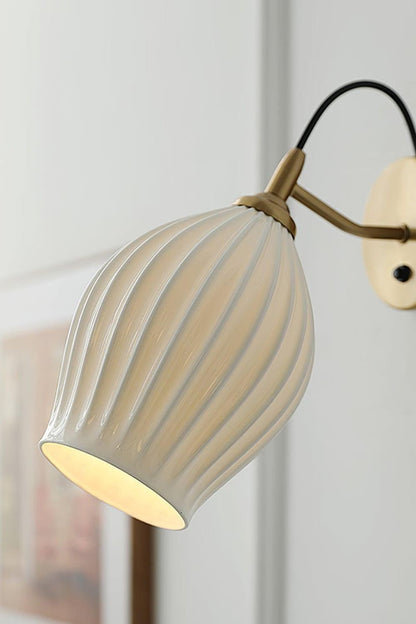 Ceramic Ribbed Bud Wall Light