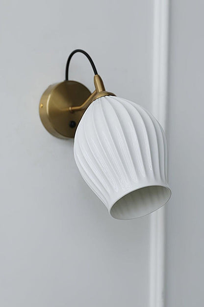 Ceramic Ribbed Bud Wall Light