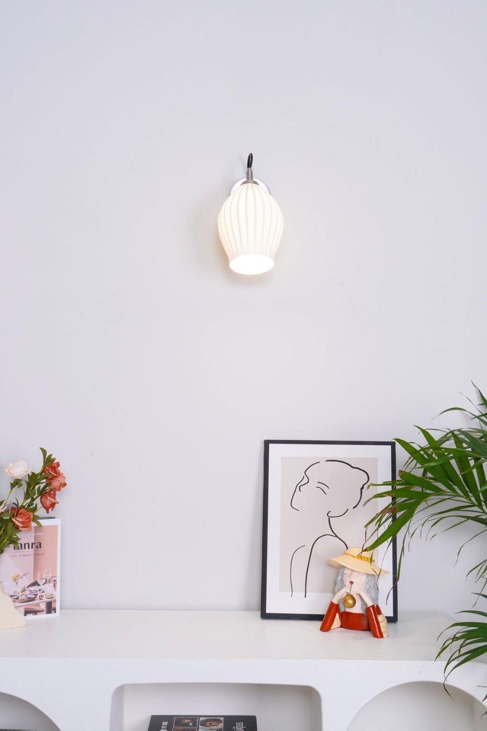 Ceramic Ribbed Bud Wall Light