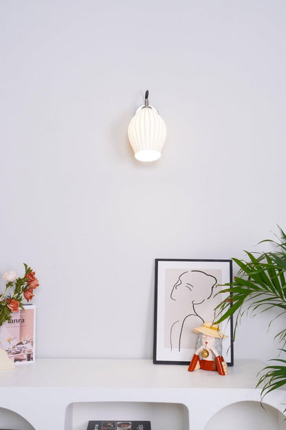 Ceramic Ribbed Bud Wall Light