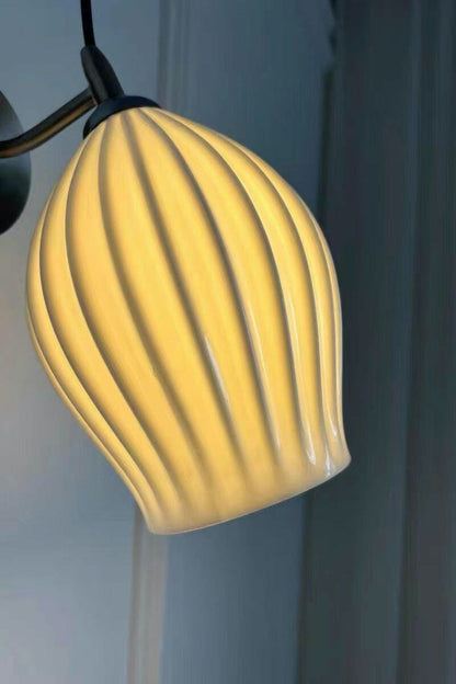 Ceramic Ribbed Bud Wall Light
