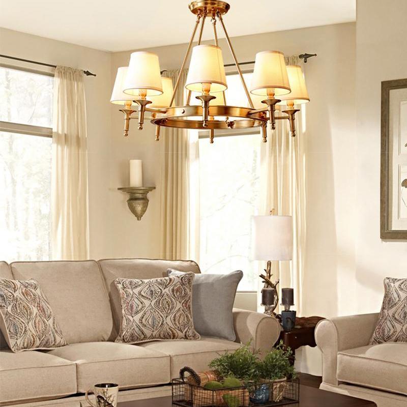 Brass Crown Shade Chandelier
