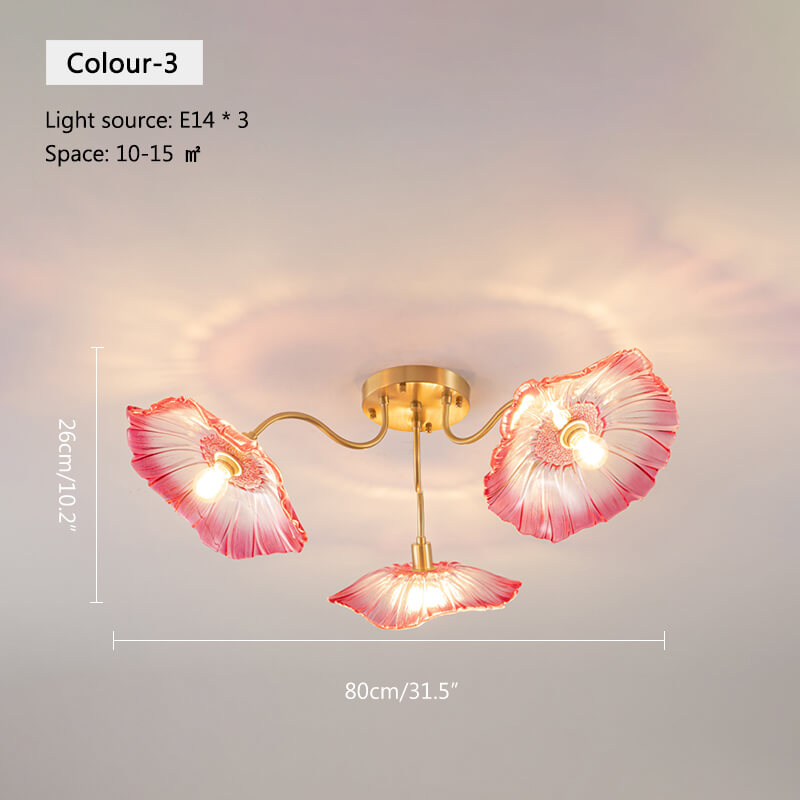 Glass Lotus Leaf Living Room Ceiling Lamp