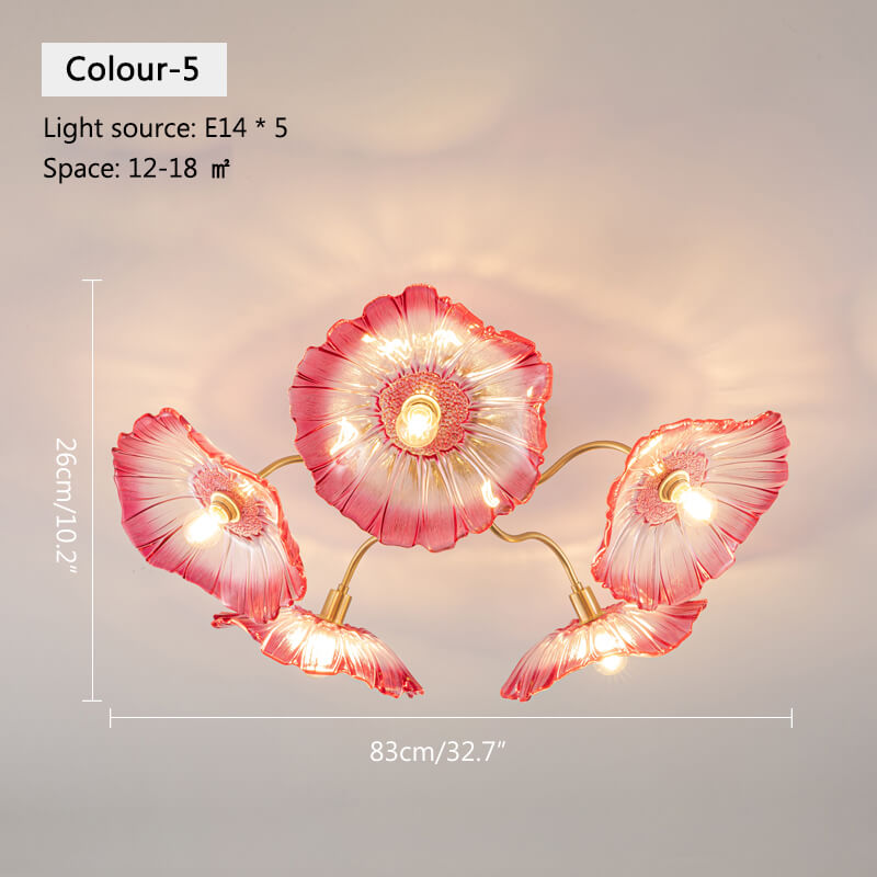 Glass Lotus Leaf Living Room Ceiling Lamp